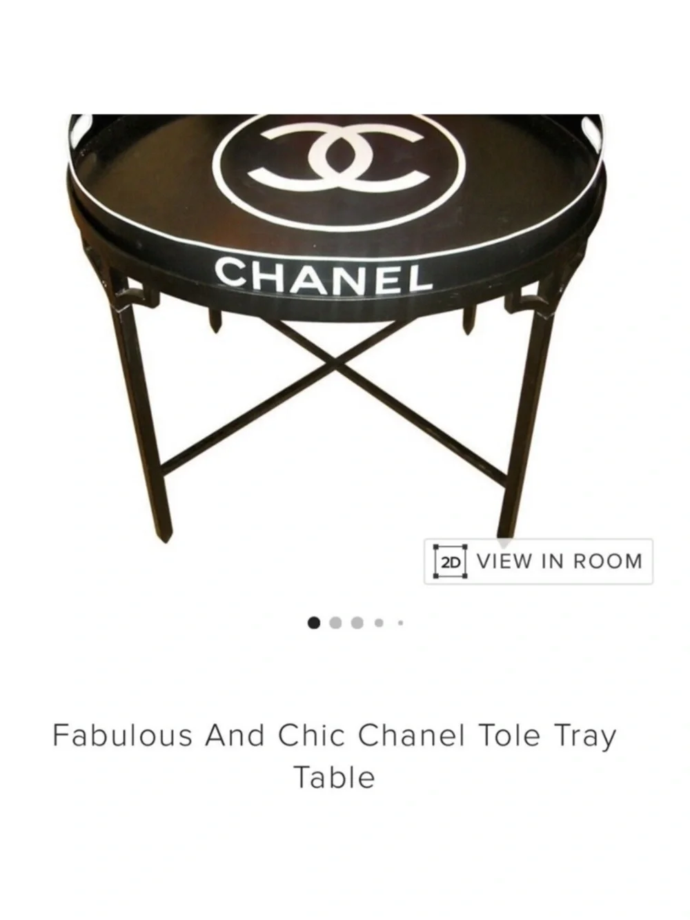 CHANEL Black and White Round Vanity Tray with Logo